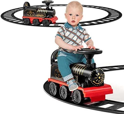 COSTWAY 6V Kinder Elektroauto Grün - Elektro Zug mit Musik & Lichter für 3+ Jährige Kinder im Haus oder Garten