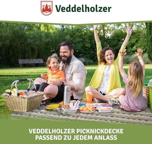 Veddelholzer Wasserfeste Stranddecke XXL Outdoor Picknickdecke Isoliert & gepolstert Perfect für Camping, Strand, Park &
