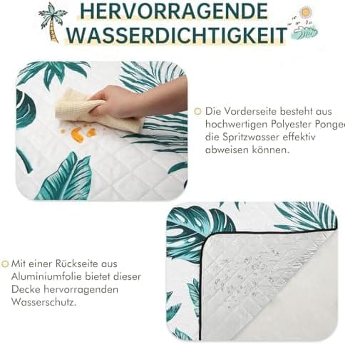 HAUSPROFI Wasserdichte Picknickdecke 200x200 - Isoliert & XXL für Outdoor Aktivitäten - Kompakt & leicht trugbar