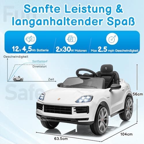LALAHO Kinder Elektroauto 12V Schwarz mit MP3-Funktion und LED-Leuchten