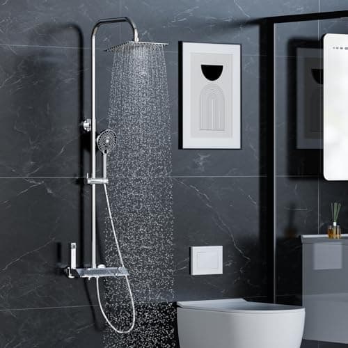 YEAUPE PRO Regendusche 10 Zoll – Edelstahl 304, Hochdruck Kopfbrause mit Selbstreinigenden Düsen und Chromierz[eventscen
