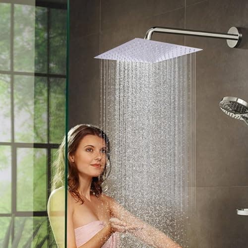 Duschkopf Regendusche 12 Zoll, 304 Edelstahl, 360° Verstellbar, Selbstreinigend, Wasserfall-Brause für Dusche, Anti-Kalk