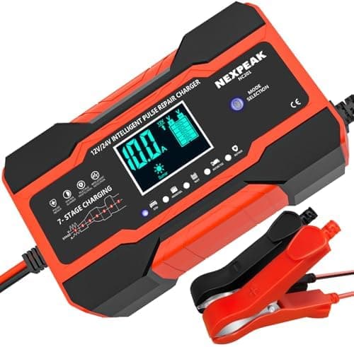 10A Autobatterie Ladegerät 12V/24V Smart vollautomatisch für Auto LKW Temperaturkompensation Rot