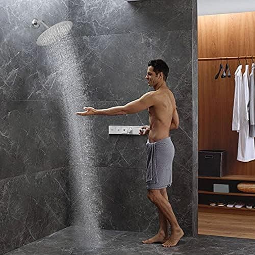 10 Zoll Regendusche mit Verstellbarer Brausekopf für Baden im Haus - Edelstahl 304, Antikalkdüsen & Polierter Regendusc