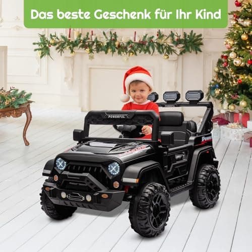 Kinder Elektroauto mit Verbesserter Akku 12V 7AH, Sicherheitsgurten für Kinder (Rot)