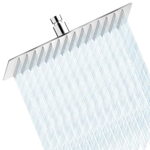 HAUSPROFI Wassersparender Antikalk-Duschkopf mit Edelstahl Düse, poliertes Chrome-Finish für Profis, 30 cm Quadratisch