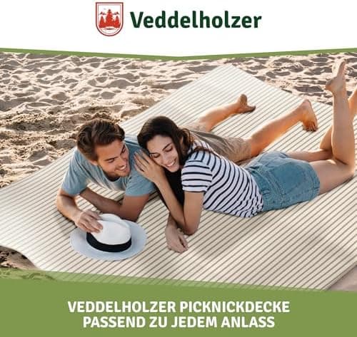 Veddelholzer Wasserfeste Stranddecke XXL Outdoor Picknickdecke Isoliert & gepolstert Perfect für Camping, Strand, Park &