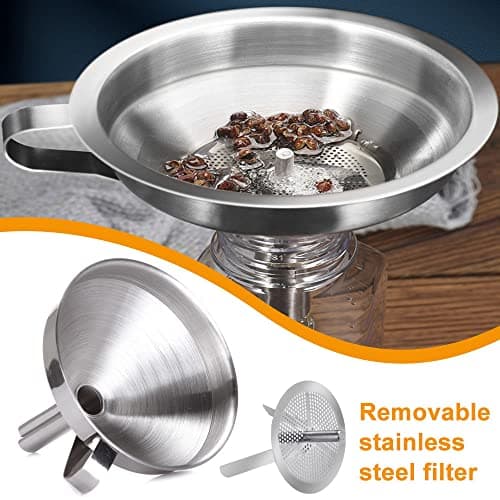 Edelstahltrichter Küchentrichter 5 Zoll Abnehmbarem Sieb 300 Mesh Filter Reinigungsbürste Küchen Einfülltrichter Set