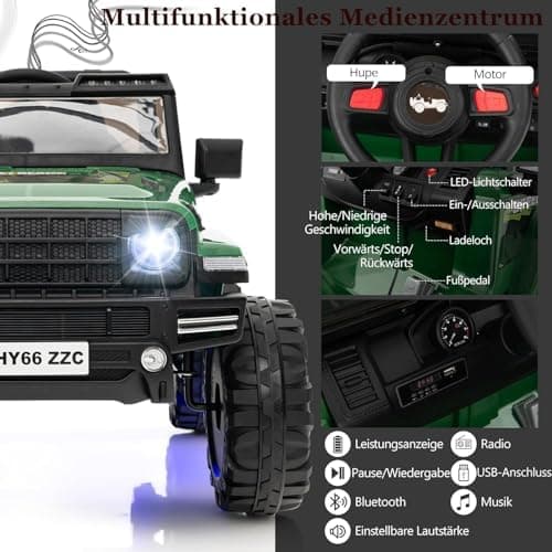 DREAMADE 24V Kinder Elektroauto Rosa: 2 Sitzer, Fernbedienung, Hupe, LED-Leuchtungen & Musik für Kleinkinder ab 3 Jahren