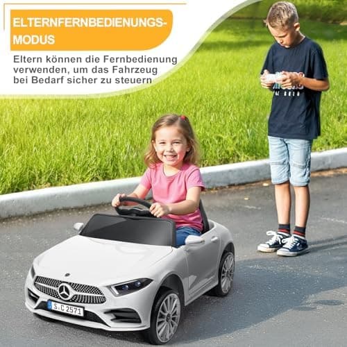 LEADZM Kinder Elektroauto Mercedes Benz CLS 350 - Elektrisch mit MP3, Hupe und LED-Leuchten (CLS Schwarz)