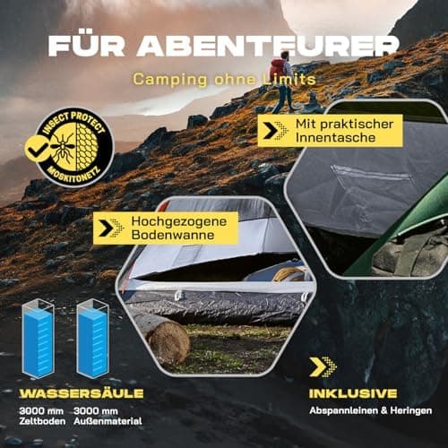 Lumaland 2-3 Personen Pop Up Camping Zelt | 4 Jahreszeiten Igluzelt | Leicht, Wasserdicht & Robust