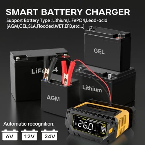 Haisito 12V/24V 10A LiFePO4 ErhaltungsladegerätAuto mit LCD-Temperaturkompensation
