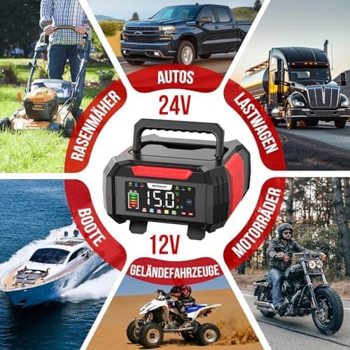NEXPEAK NC315 15A Autobatterieladegerät - intelligentes Ladegerät für Auto, LKW, Motorrad - 12V/24V LiFePO4 & Blei-Säure