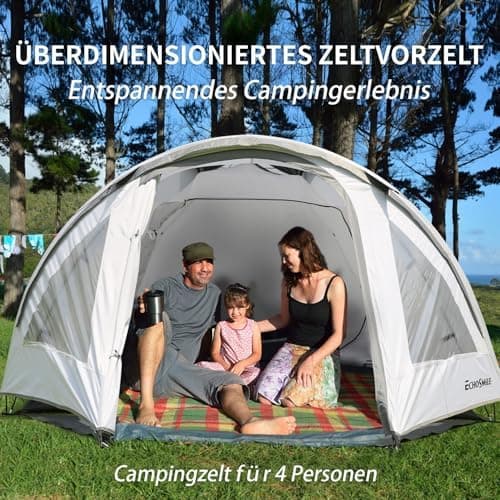 EchoSmile Wasserdicht 3-4 Personen Camping Zelt 5000mm, Ultraleicht für Jahreszeiten-Trekking und Festival-Spiele