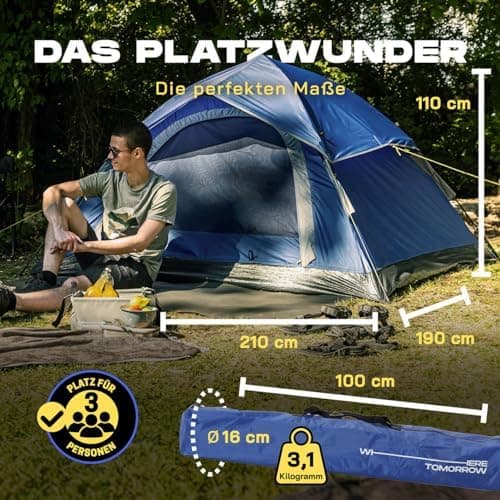 Lumaland Lightweights Pop Up Wurfzelt 2-4 Personen | Ideal für Trekking & Festival | Wasserdicht 210x190x110cm
Lumaland