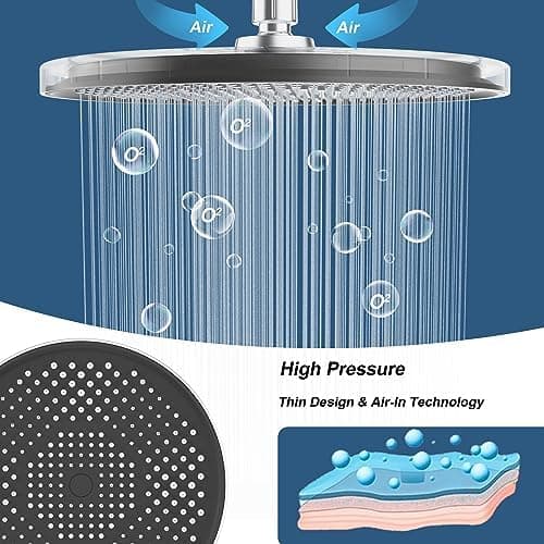 Regenduschkopf YUANNY Wasserspar 10 Zoll Stable ABS Chrom Universal-Kopfbrause Anti-Kalk-Düsen Ø 26 cm