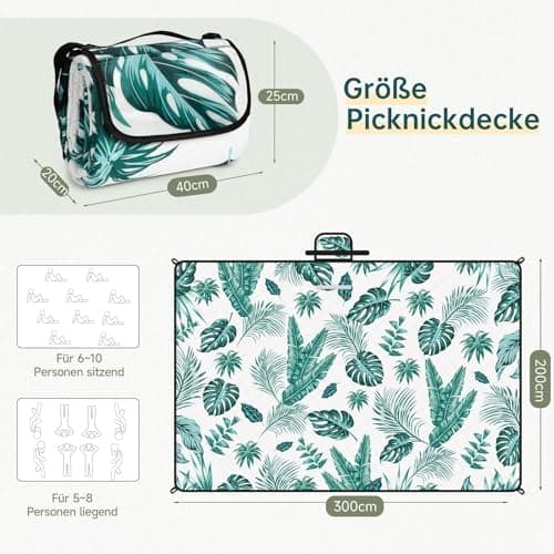 HAUSPROFI Wasserdichte Picknickdecke 200x200 - Isoliert & XXL für Outdoor Aktivitäten - Kompakt & leicht trugbar
