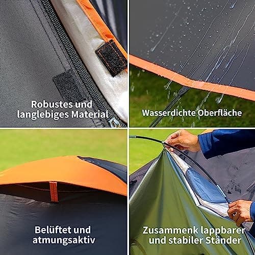 EchoSmile Wasserdicht 3-4 Personen Camping Zelt 5000mm, Ultraleicht für Jahreszeiten-Trekking und Festival-Spiele