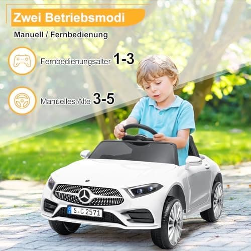 LEADZM Kinder Elektroauto Mercedes Benz CLS 350 - Elektrisch mit MP3, Hupe und LED-Leuchten (CLS Schwarz)