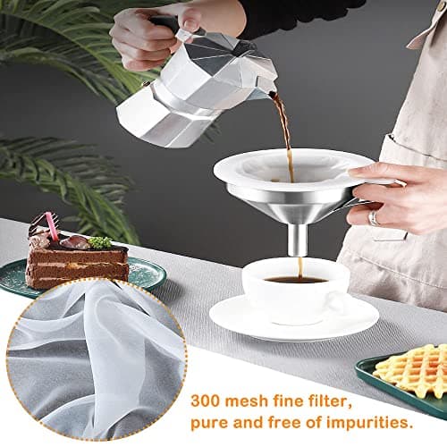Edelstahltrichter Küchentrichter 5 Zoll Abnehmbarem Sieb 300 Mesh Filter Reinigungsbürste Küchen Einfülltrichter Set