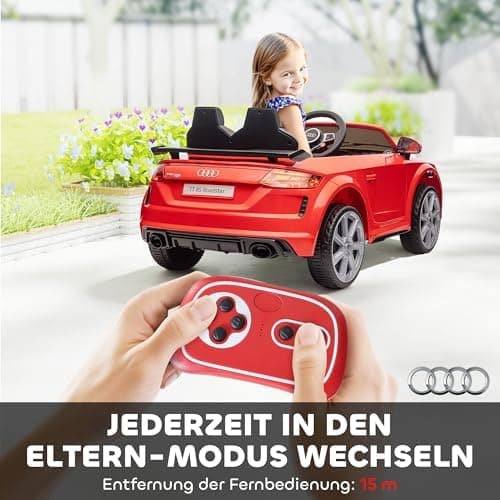 HOMCOM Kinder Elektroauto für 3-5 Jährige mit 2,4 G Fernbedienung, Rot