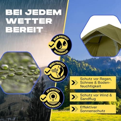 Lumaland Lightweights Pop Up Wurfzelt 2-4 Personen | Ideal für Trekking & Festival | Wasserdicht 210x190x110cm
Lumaland