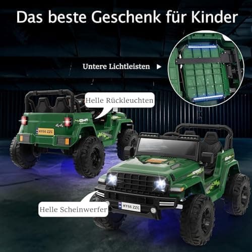 DREAMADE 24V Kinder Elektroauto Rosa: 2 Sitzer, Fernbedienung, Hupe, LED-Leuchtungen & Musik für Kleinkinder ab 3 Jahren