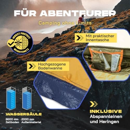 Lumaland Lightweights Pop Up Wurfzelt 2-4 Personen | Ideal für Trekking & Festival | Wasserdicht 210x190x110cm
Lumaland
