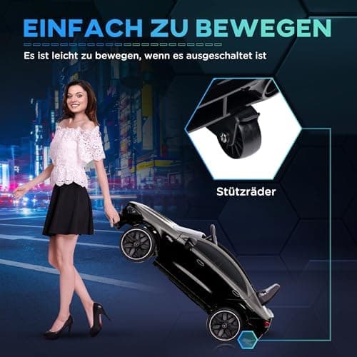 AIYAPLAY Kinder Elektroauto Mercedes-Benz AMG CLA 45 Hellblau 3-6 Jahreuellernmotorisiert Mit Musik Hupe Fernbedienung 2