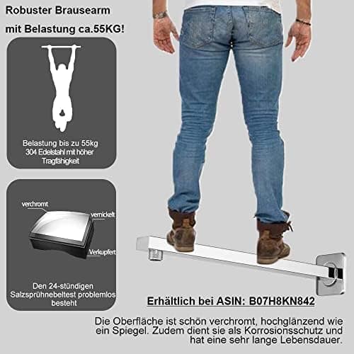 JOHO Edelstahl Regendusche Duschkopf, Quadratisch 12 Zoll Anti-Kalk-Düsen, für Badezimmer und Wellnesszimmer mit Chromtö
