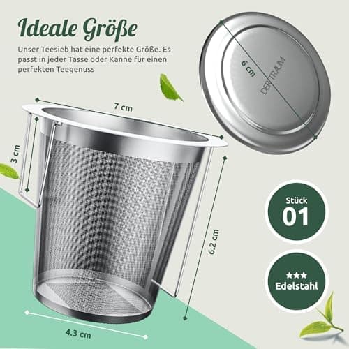 Teesieb für Losen Tee aus 304 Rostfreiem Edelstahl – Feinmaschig und Spülmaschinengeeignet – Farben: Silber, Rot – 2 Stü