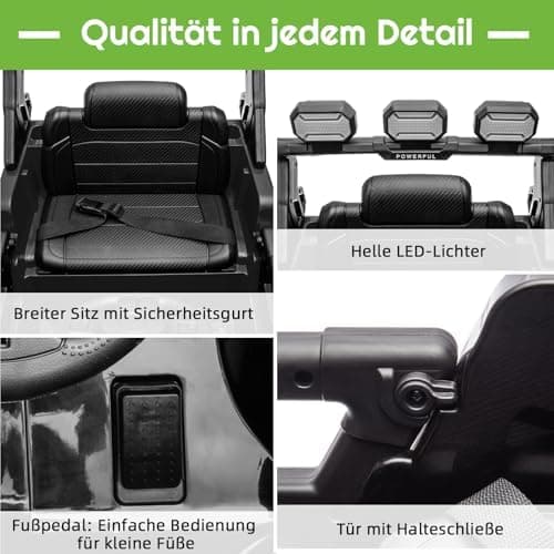 Kinder Elektroauto mit Verbesserter Akku 12V 7AH, Sicherheitsgurten für Kinder (Rot)