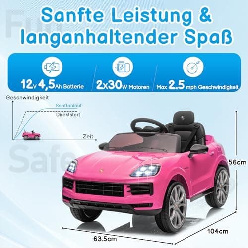 LALAHO Kinder Elektroauto 12V Schwarz mit MP3-Funktion und LED-Leuchten
