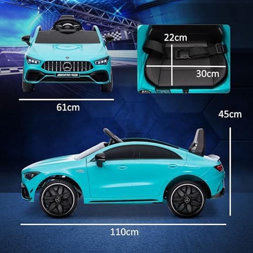 AIYAPLAY Kinder Elektroauto Mercedes-Benz AMG CLA 45 Hellblau 3-6 Jahreuellernmotorisiert Mit Musik Hupe Fernbedienung 2