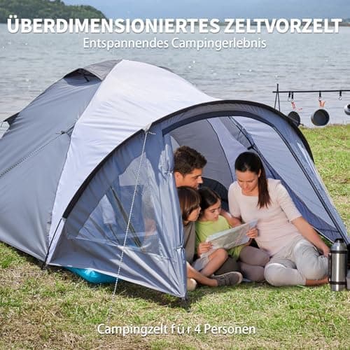 EchoSmile Wasserdicht 3-4 Personen Camping Zelt 5000mm, Ultraleicht für Jahreszeiten-Trekking und Festival-Spiele