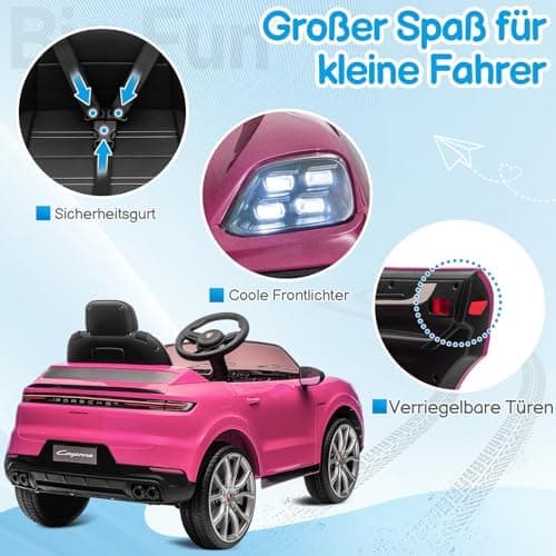 LALAHO Kinder Elektroauto 12V Schwarz mit MP3-Funktion und LED-Leuchten