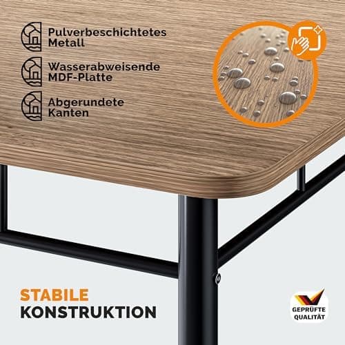 Casaria® Esstisch mit 4 Stühlen Industrial Modern Anthrazit 110x70cm.Set