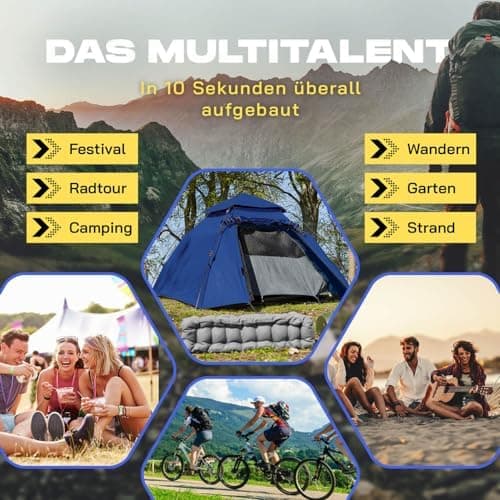Lumaland 2-3 Personen Pop Up Camping Zelt | 4 Jahreszeiten Igluzelt | Leicht, Wasserdicht & Robust