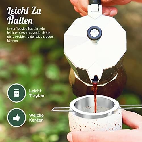 Teesieb für Losen Tee aus 304 Rostfreiem Edelstahl – Feinmaschig und Spülmaschinengeeignet – Farben: Silber, Rot – 2 Stü