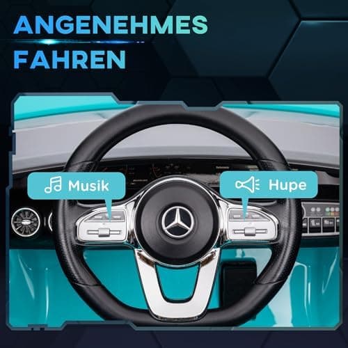AIYAPLAY Kinder Elektroauto Mercedes-Benz AMG CLA 45 Hellblau 3-6 Jahreuellernmotorisiert Mit Musik Hupe Fernbedienung 2