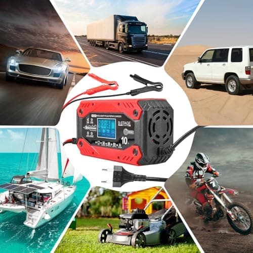 10A Autobatterie Ladegerät 12V/24V Smart vollautomatisch Temperaturangepasst für Batterien von Autos und Motorrädern

10