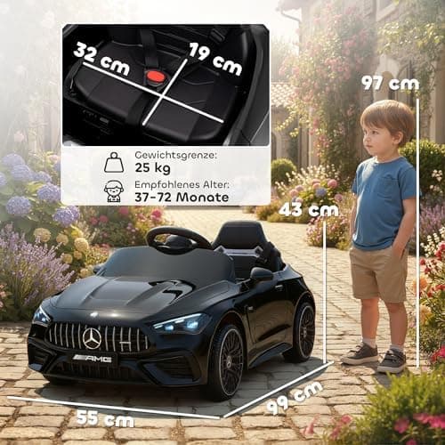 AIYAPLAY Kinder Elektroauto Mercedes-AMG Grau fuht mit Musik & Lichterkranz für 3-6 Jahre