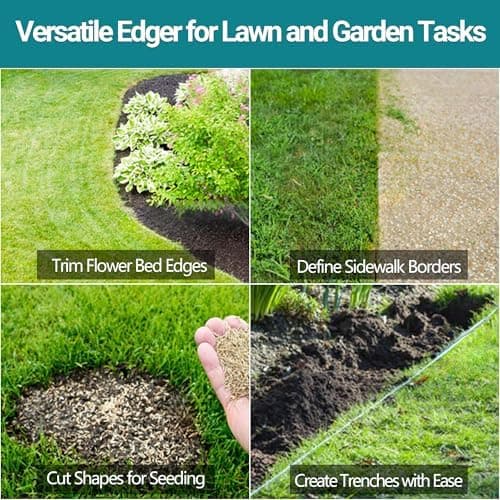 Einteiliger Rasenkantenstecher 100cm mit Federstahl-Sägezahnklinge Rostfrei für Gartenbeetrasenpflege