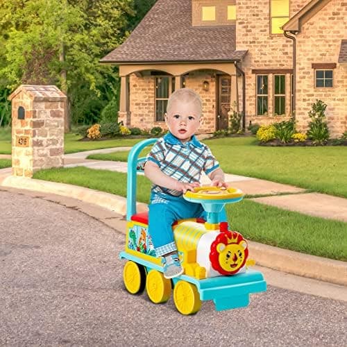 COSTWAY 6V Kinder Elektroauto Grün - Elektro Zug mit Musik & Lichter für 3+ Jährige Kinder im Haus oder Garten