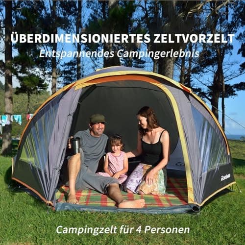 EchoSmile Wasserdicht 3-4 Personen Camping Zelt 5000mm, Ultraleicht für Jahreszeiten-Trekking und Festival-Spiele