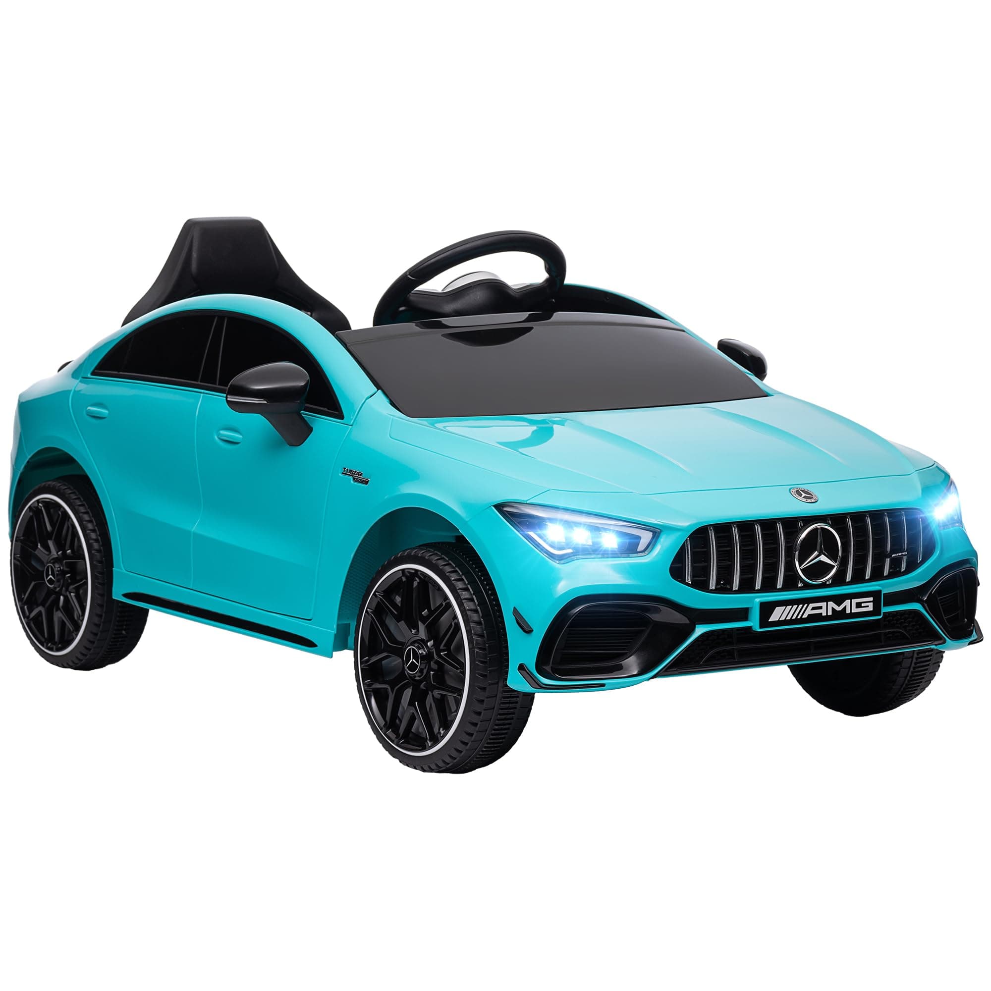 AIYAPLAY Kinder Elektroauto Mercedes-Benz AMG CLA 45 Hellblau 3-6 Jahreuellernmotorisiert Mit Musik Hupe Fernbedienung 2