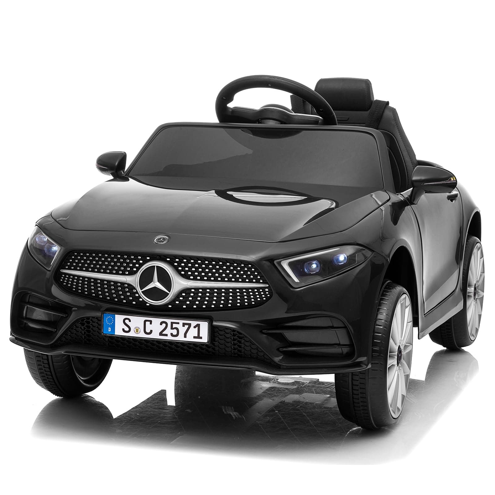 LEADZM Kinder Elektroauto Mercedes Benz CLS 350 - Elektrisch mit MP3, Hupe und LED-Leuchten (CLS Schwarz)