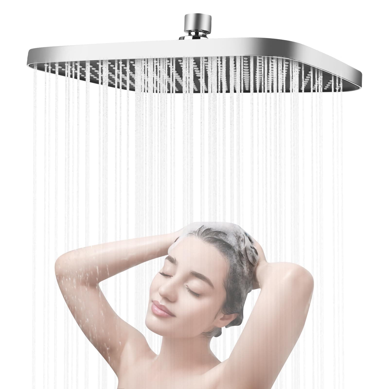 Regendusche Duschkopf 14 Zoll, Wassersparend und Selbstreinigend für Badeler, 360° Verstellbar, Idealer Bademeister-Kopf