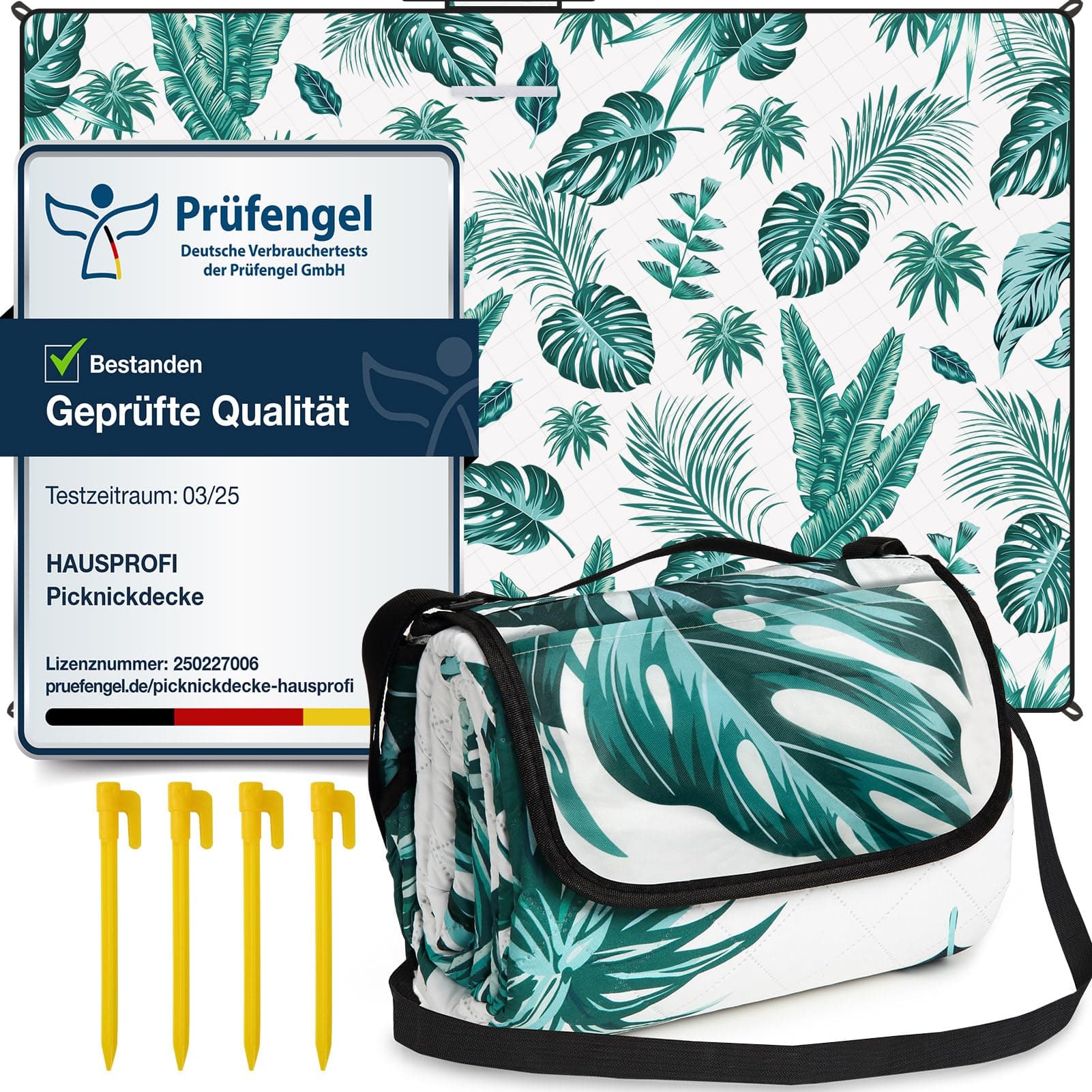 HAUSPROFI Wasserdichte Picknickdecke 200x200 - Isoliert & XXL für Outdoor Aktivitäten - Kompakt & leicht trugbar