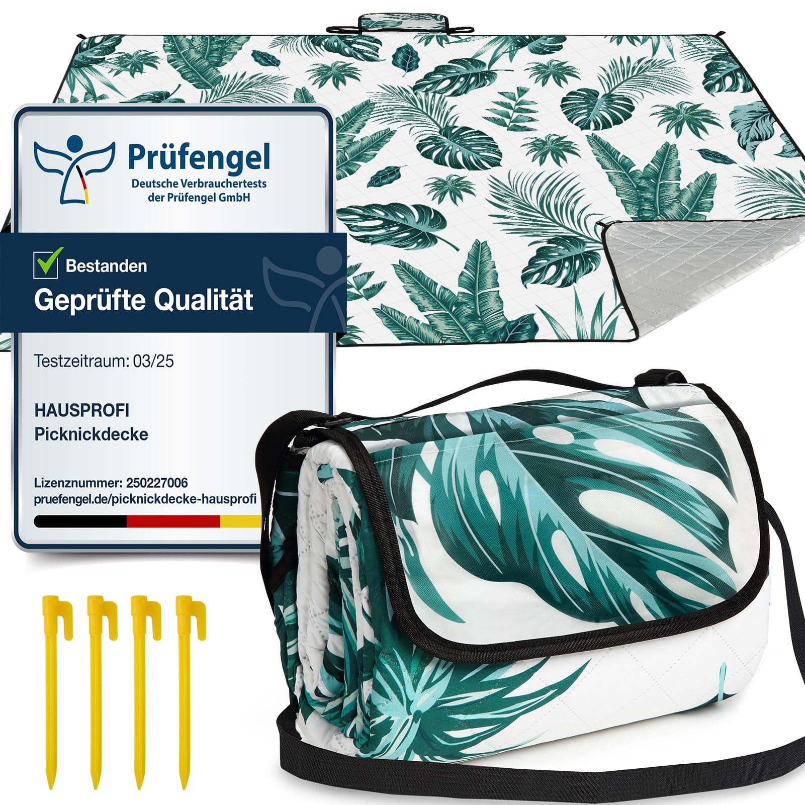HAUSPROFI Wasserdichte Picknickdecke 200x300 - Outdoor-Insulation Decke für Picknick, Strand & Camping